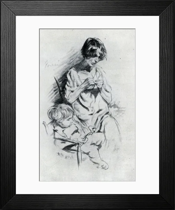 Framed Print : Drawing of a Mother and Child Framed Print : Drawing of a Mother and Child