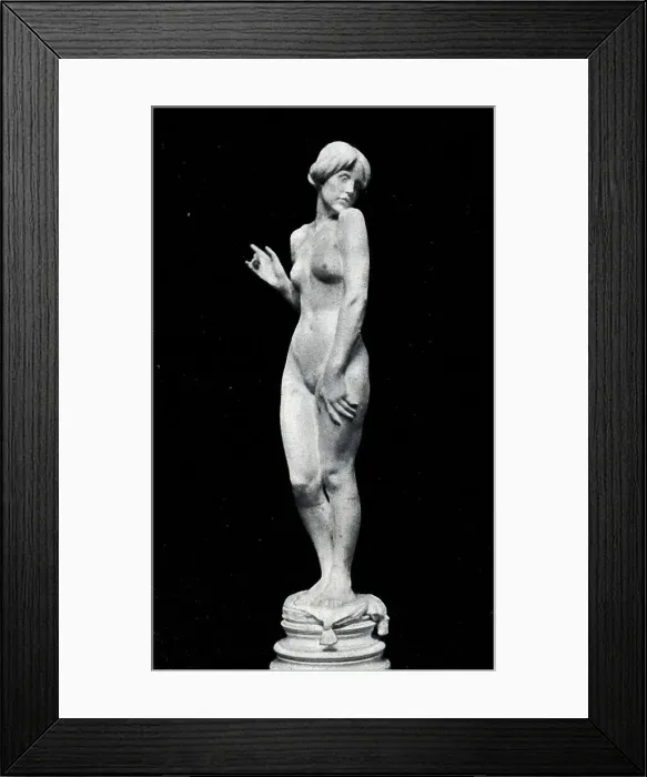 Framed Print : Sculpture of an unknown woman standing on a cushion plinth. Date: circa 1929 Framed Print : Sculpture of an unknown woman standing on a cushion plinth. Date: circa 1929