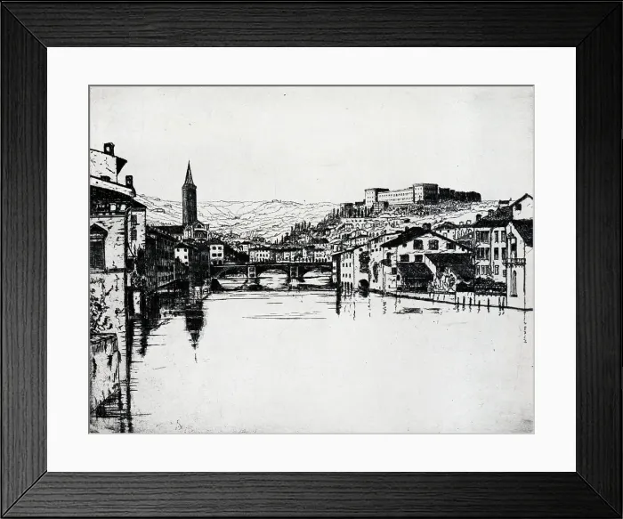 Framed Print : Verona. Etching of Verona, Northern Italy's Veneto region Framed Print : Verona. Etching of Verona, Northern Italy's Veneto region
