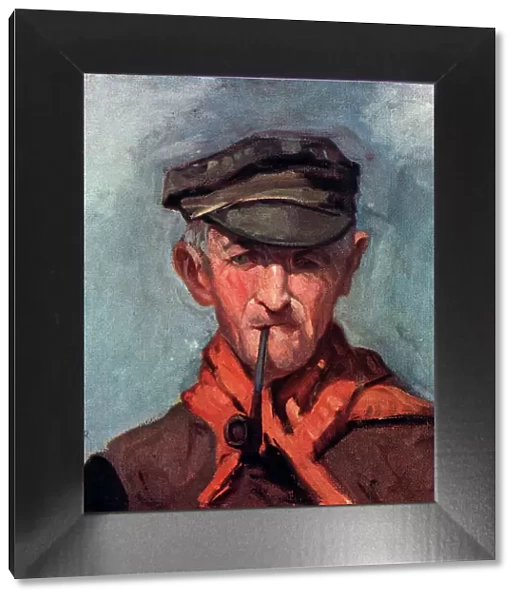 Painting of a Pipe Smoking Man