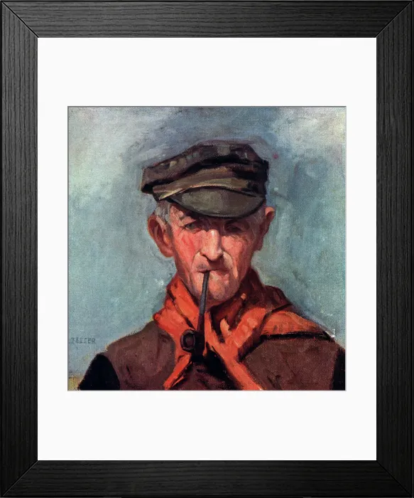 Framed Print : Painting of a Pipe Smoking Man Framed Print : Painting of a Pipe Smoking Man