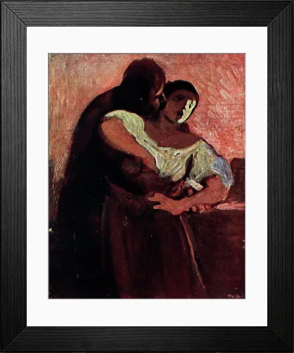 Framed Print : Embrace. Painting of a man embracing a woman from behind. Date: circa 1926 Framed Print : Embrace. Painting of a man embracing a woman from behind. Date: circa 1926