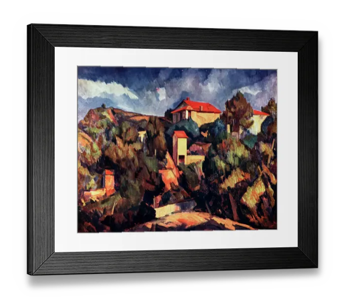 Framed Print : Landscape oil painting of a hilly expanse of trees Framed Print : Landscape oil painting of a hilly expanse of trees