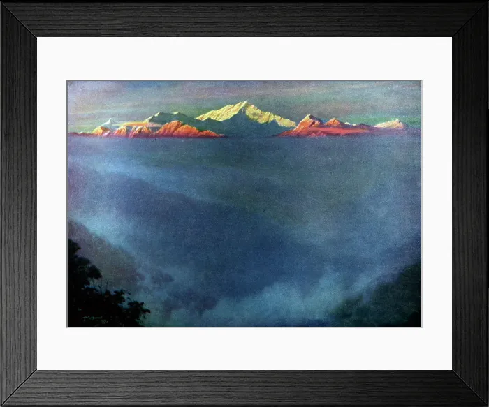 Framed Print : Himalayas. Landscape painting of the distant Himalayas Framed Print : Himalayas. Landscape painting of the distant Himalayas