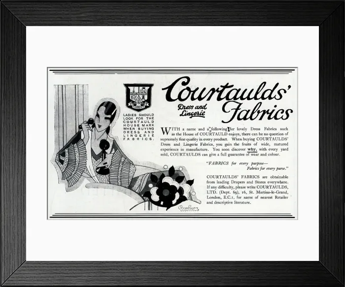 Framed Print : Advertisement for Courtaulds Fabrics Framed Print : Advertisement for Courtaulds Fabrics