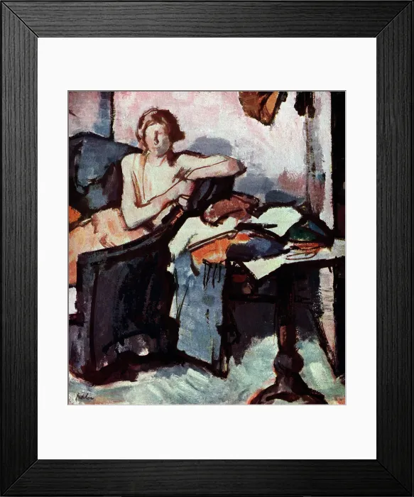 Framed Print : Seated Woman in Living Room Framed Print : Seated Woman in Living Room