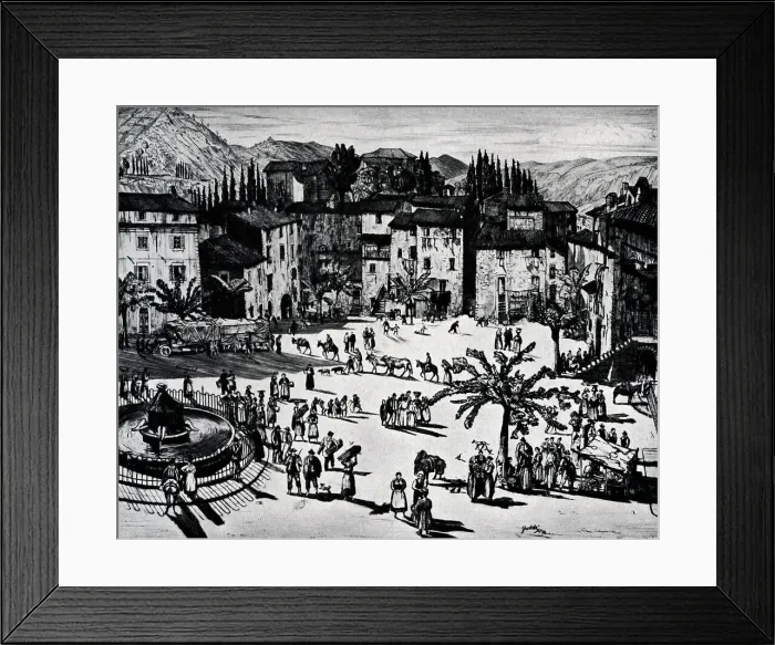 Framed Print : The Piazza, Anticoli Framed Print : The Piazza, Anticoli