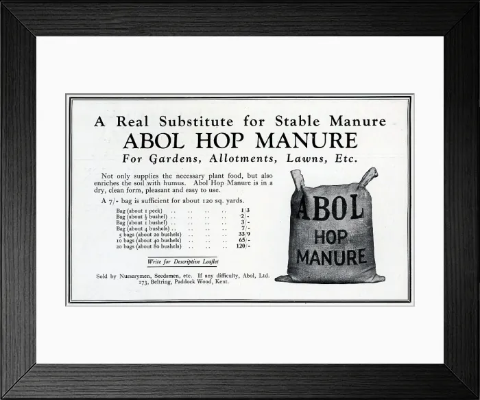 Framed Print : Abol Hop Manure Advertisement Framed Print : Abol Hop Manure Advertisement