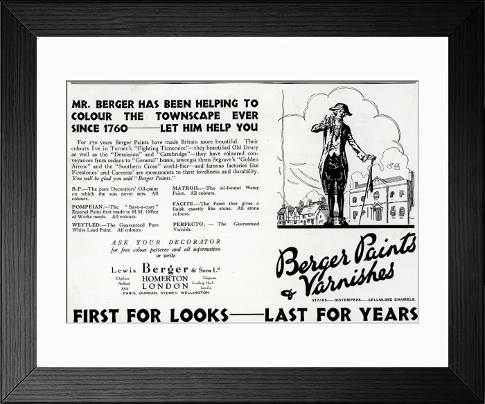 Framed Print : Lewis Berger and Sons Advertisement Framed Print : Lewis Berger and Sons Advertisement