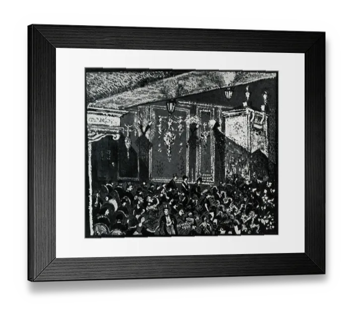 Framed Print : On SAmuse. Artwork showing an audience of well dressed ladies Framed Print : On SAmuse. Artwork showing an audience of well dressed ladies