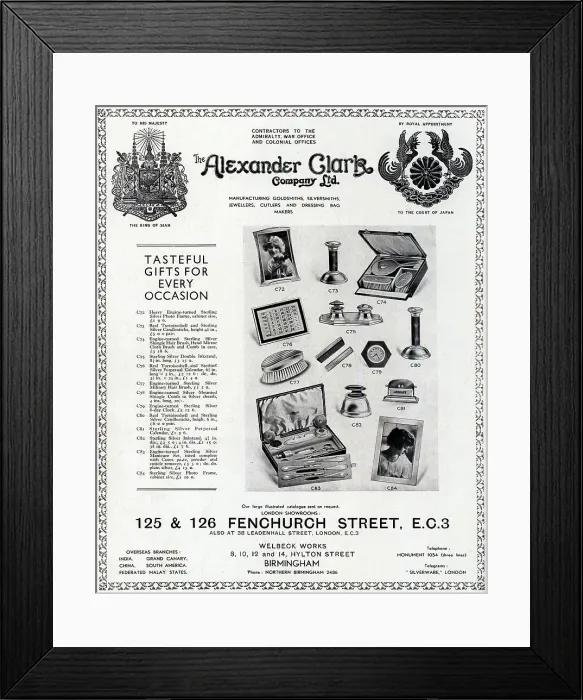 Framed Print : The Alexander Clark Company Advertisement Framed Print : The Alexander Clark Company Advertisement