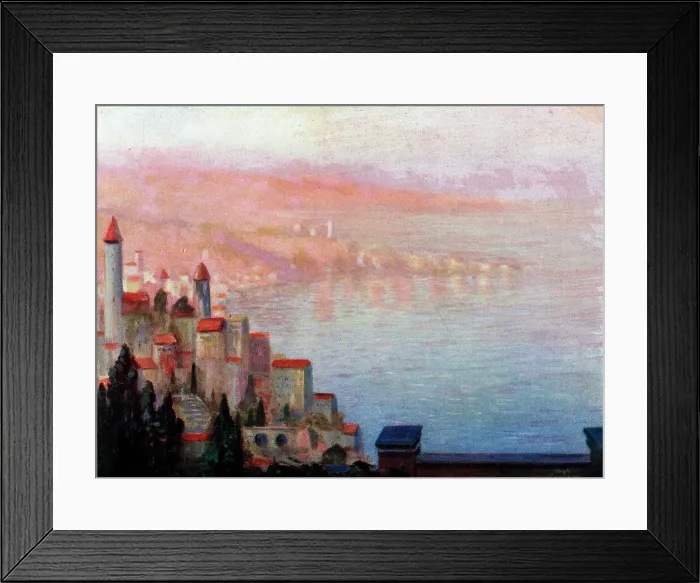 Framed Print : Spain. City scape painting of Spain, with a misty quality. Date: circa 1931 Framed Print : Spain. City scape painting of Spain, with a misty quality. Date: circa 1931