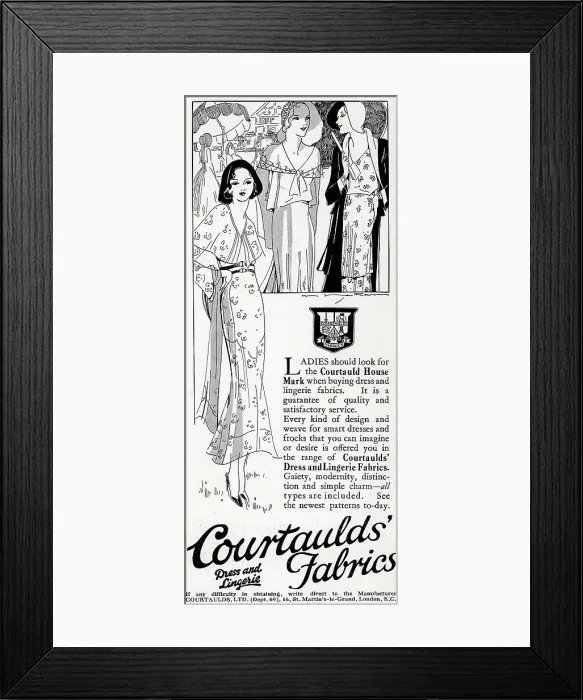 Framed Print : Courtaulds Fabrics Advertisement Framed Print : Courtaulds Fabrics Advertisement