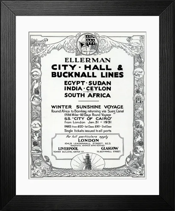 Framed Print : Ellerman Lines Advertisement Framed Print : Ellerman Lines Advertisement