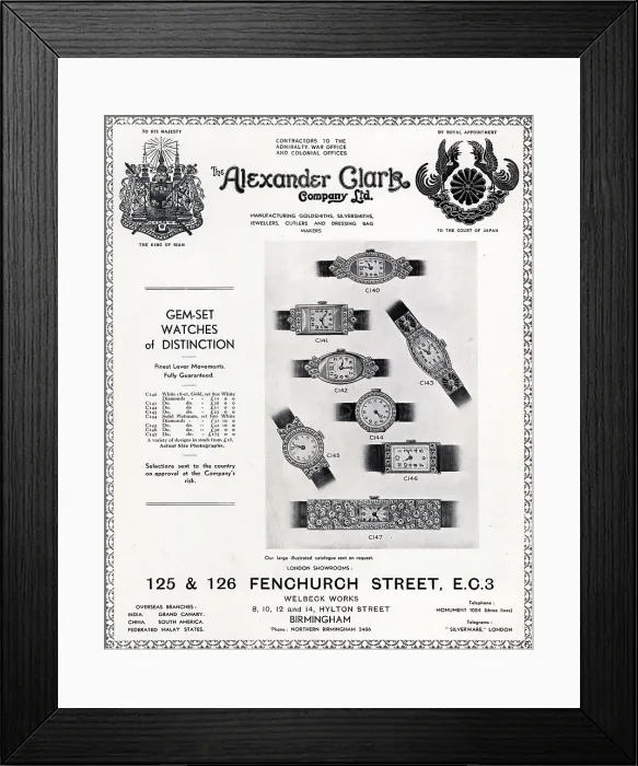Framed Print : The Alexander Clark Company Advertisement Framed Print : The Alexander Clark Company Advertisement