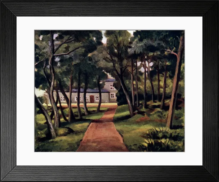 Framed Print : A Glade. Oil painting of a glade containing a near path leading to a large house Framed Print : A Glade. Oil painting of a glade containing a near path leading to a large house