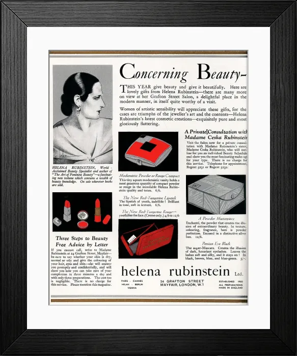 Framed Print : Helena Rubinstein Advertisement Framed Print : Helena Rubinstein Advertisement