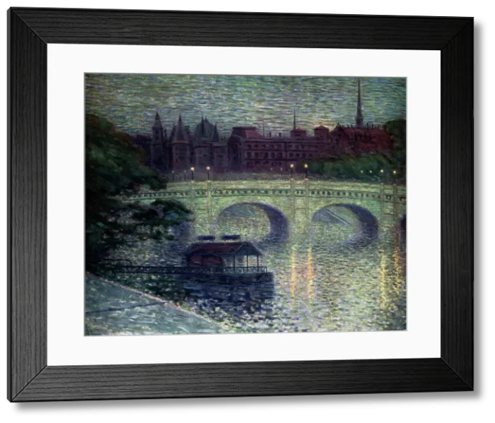 Framed Print : Paris. An oil painting showing Pont Neuf, the oldest standing bridge spanning Framed Print : Paris. An oil painting showing Pont Neuf, the oldest standing bridge spanning