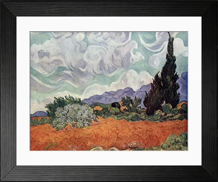 Framed Print : Wheat Field With Cypresses Framed Print : Wheat Field With Cypresses