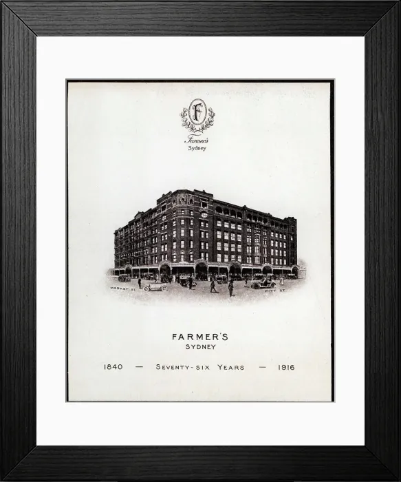 Framed Print : Farmer's Sydney Advertisement Framed Print : Farmer's Sydney Advertisement