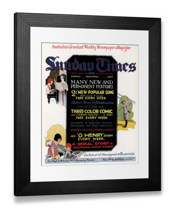 Framed Print : Sunday Times Advertisement Framed Print : Sunday Times Advertisement
