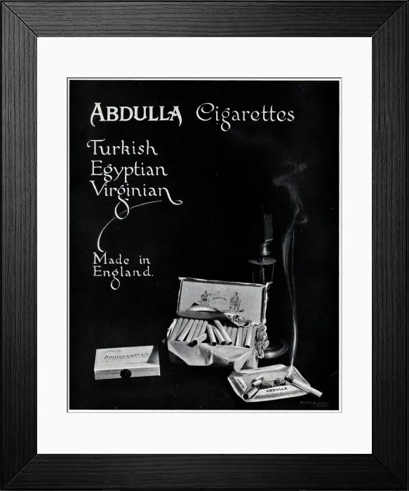 Framed Print : Abdulla Cigarettes Advertisement Framed Print : Abdulla Cigarettes Advertisement