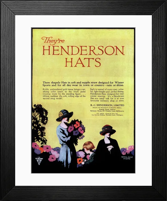 Framed Print : Henderson Hats Advertisement Framed Print : Henderson Hats Advertisement