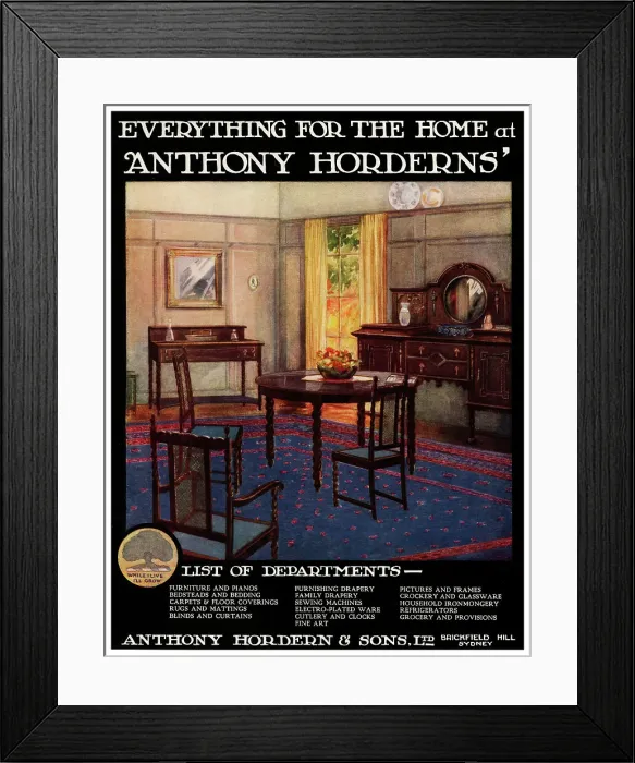 Framed Print : Anthony Horderns & Sons Advertisement Framed Print : Anthony Horderns & Sons Advertisement