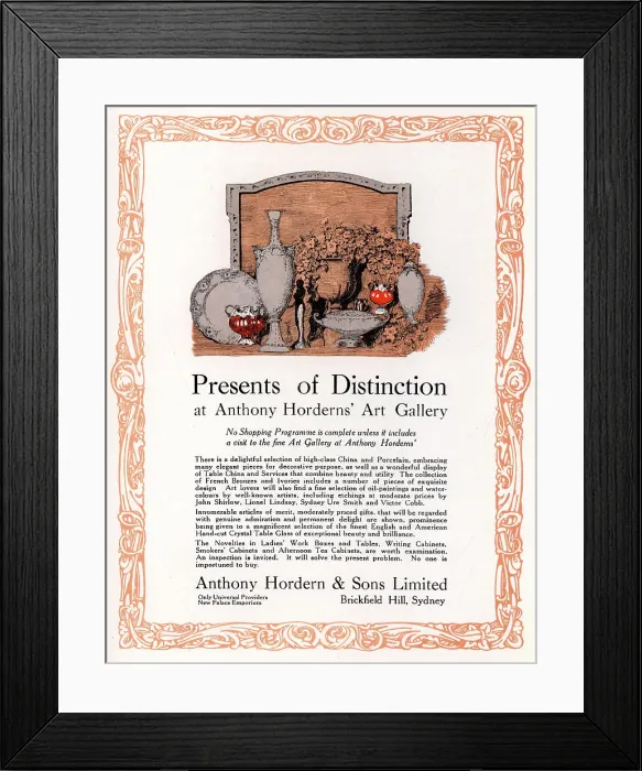 Framed Print : Anthony Hordern & Sons Advertisement Framed Print : Anthony Hordern & Sons Advertisement
