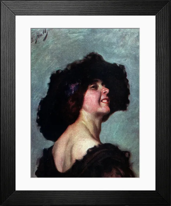Framed Print : Coquetry. This oil painting shows a woman, smiling flirtatiously as she Framed Print : Coquetry. This oil painting shows a woman, smiling flirtatiously as she