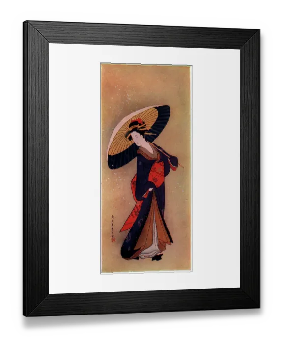 Framed Print : Japanese Woman With Wagasa Framed Print : Japanese Woman With Wagasa
