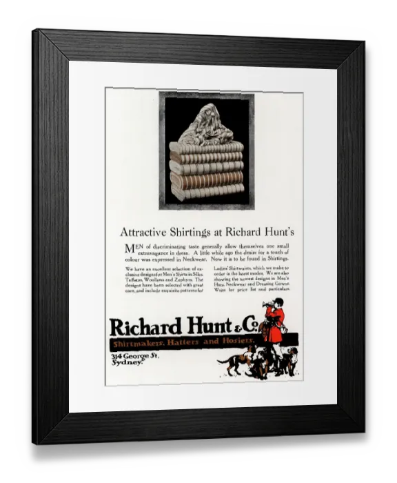 Framed Print : Richard Hunt & Co Advertisement Framed Print : Richard Hunt & Co Advertisement
