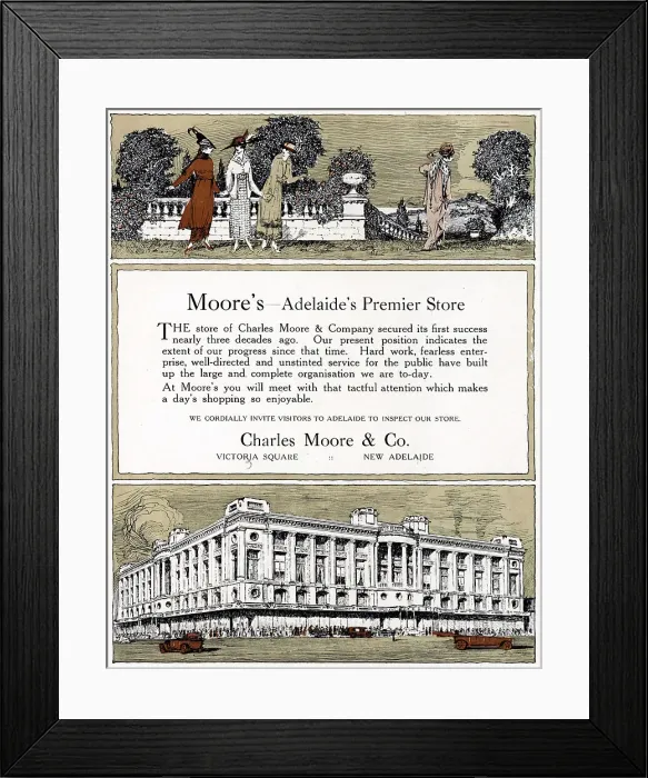 Framed Print : Charles Moore & Co Advertisement Framed Print : Charles Moore & Co Advertisement