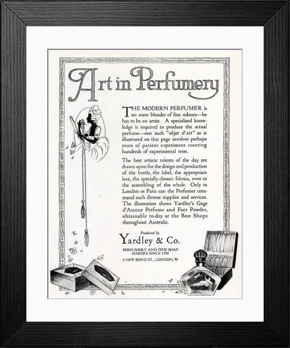 Framed Print : Yardley & Co Advertisement Framed Print : Yardley & Co Advertisement