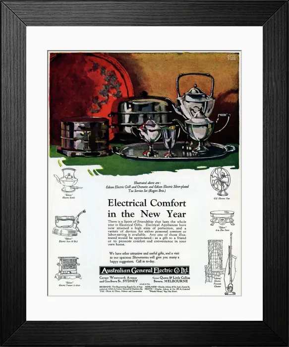 Framed Print : Australian General Electric Advertisement Framed Print : Australian General Electric Advertisement