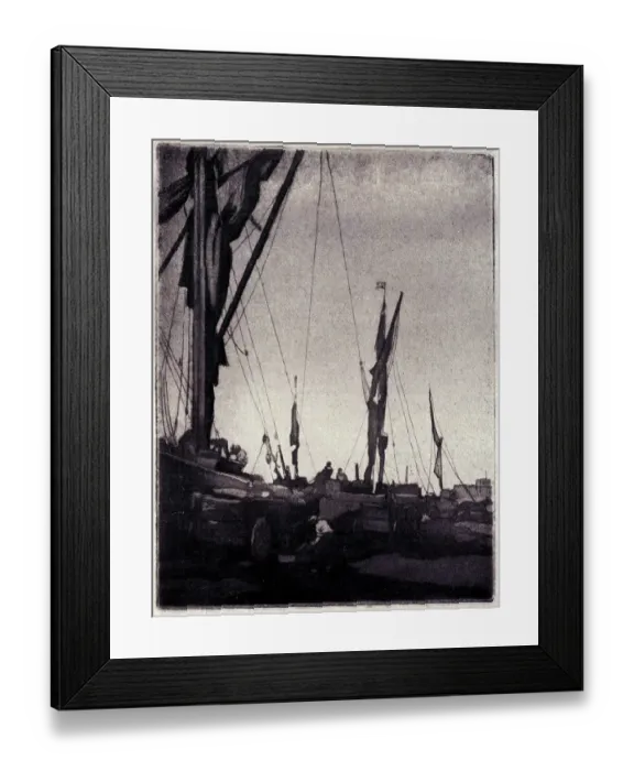 Framed Print : Barges, Chiswick, Mall Framed Print : Barges, Chiswick, Mall