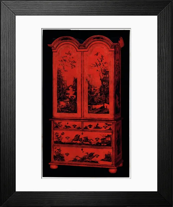 Framed Print : Queen Anne Red Lacquer Cabinet