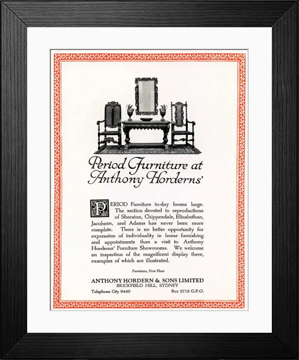 Framed Print : Anthony Hordern & Sons Advertisement