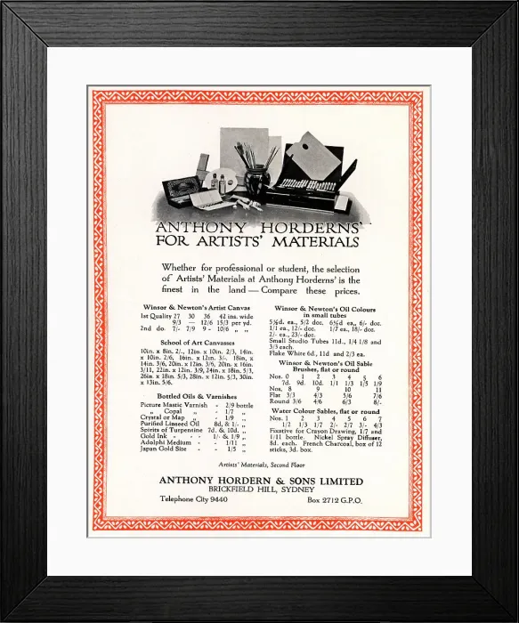 Framed Print : Anthony Hordern & Sons Advertisement Framed Print : Anthony Hordern & Sons Advertisement