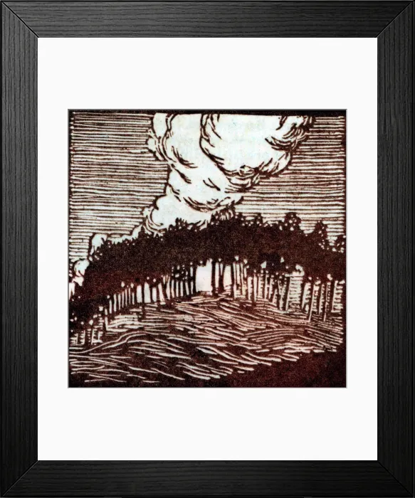 Framed Print : Landscape Woodcut Framed Print : Landscape Woodcut