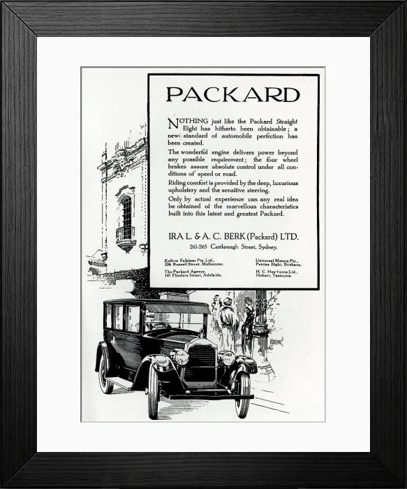 Framed Print : Ira L. & A. C. Berk Packard Advertisement Framed Print : Ira L. & A. C. Berk Packard Advertisement