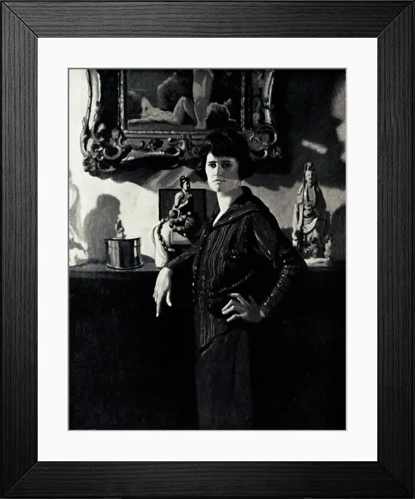 Framed Print : Shadows. This portrait oil painting shows a woman Framed Print : Shadows. This portrait oil painting shows a woman