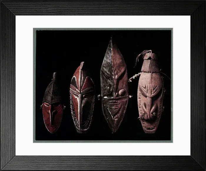 Framed Print : Wooden Maskoids Framed Print : Wooden Maskoids