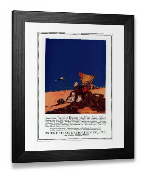 Framed Print : Orient Steam Navigation Company Advertisement Framed Print : Orient Steam Navigation Company Advertisement