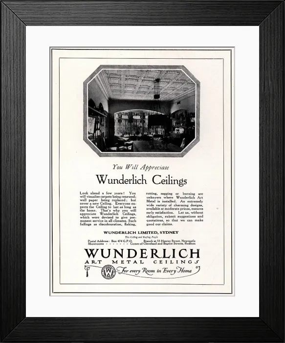 Framed Print : Wunderlich Limited Advertisement Framed Print : Wunderlich Limited Advertisement