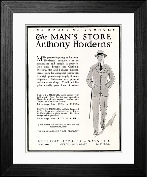 Framed Print : Anthony Hordern & Sons Advertisement Framed Print : Anthony Hordern & Sons Advertisement