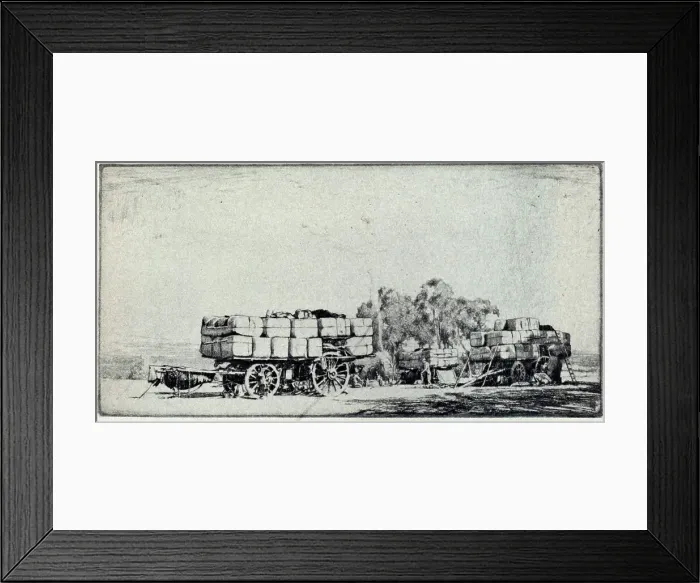 Framed Print : The Camp. This etching shows a pair of huge carts Framed Print : The Camp. This etching shows a pair of huge carts
