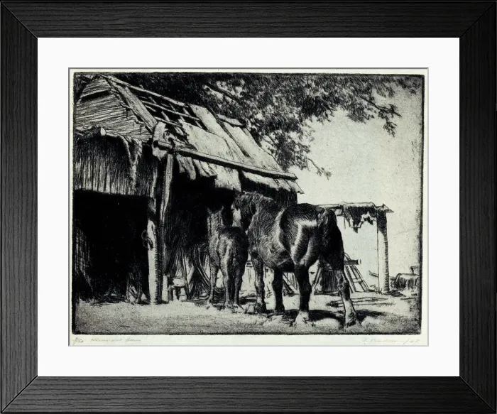 Framed Print : Horses and Barn Framed Print : Horses and Barn