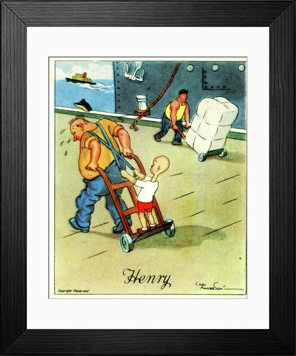 Framed Print : Henry cartoon, boy takes a ride, by Carl Anderson Framed Print : Henry cartoon, boy takes a ride, by Carl Anderson