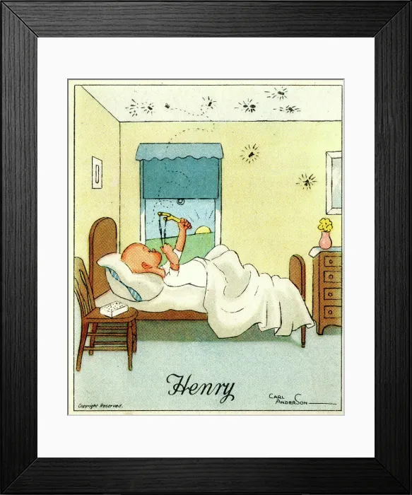 Framed Print : Henry cartoon, Catapulting Flies, by Carl Anderson Framed Print : Henry cartoon, Catapulting Flies, by Carl Anderson